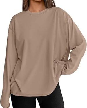 Trendy Queen Womens Oversized Long Sleeve T Shirts 2025 Basic Crewneck Tee Fall Tops Casual Workout Y2K Clothes